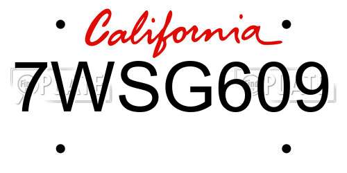 7WSG609 California License Plate