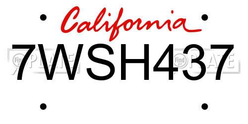 7WSH437 California License Plate