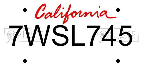 7WSL745 California License Plate