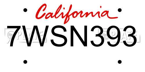 7WSN393 California License Plate