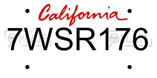 7WSR176 California License Plate