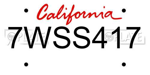7WSS417 California License Plate