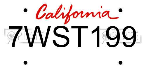 7WST199 California License Plate