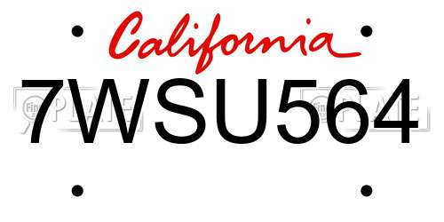 7WSU564 California License Plate