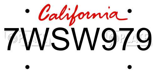 7WSW979 California License Plate
