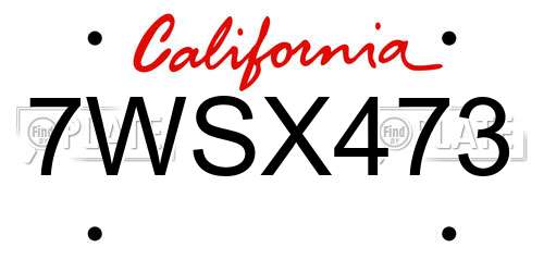 7WSX473 California License Plate