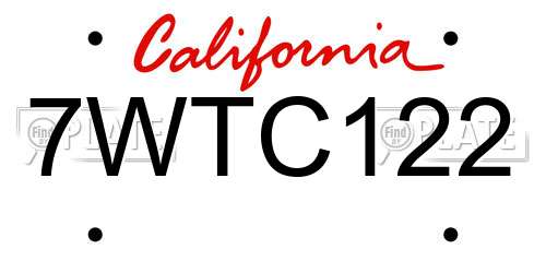 7WTC122 California License Plate