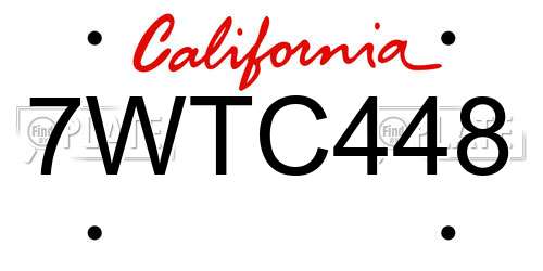 7WTC448 California License Plate