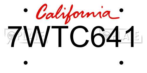7WTC641 California License Plate