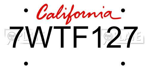 7WTF127 California License Plate