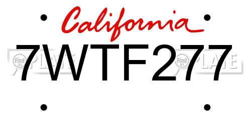 7WTF277 California License Plate