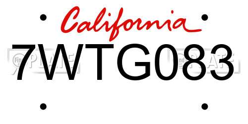 7WTG083 California License Plate