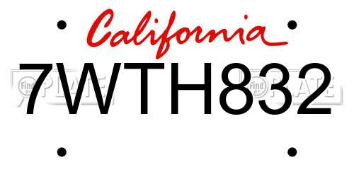 7WTH832 California License Plate
