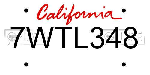 7WTL348 California License Plate