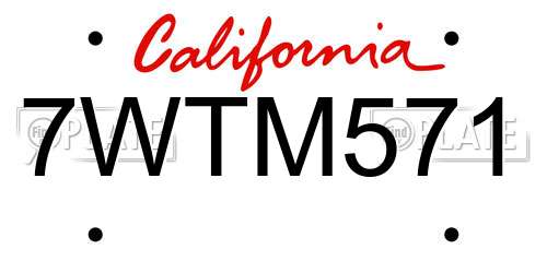 7WTM571 California License Plate