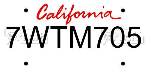 7WTM705 California License Plate