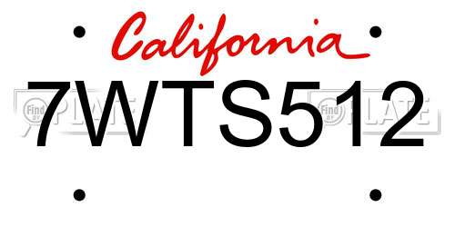 7WTS512 California License Plate