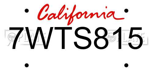 7WTS815 California License Plate