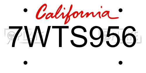 7WTS956 California License Plate