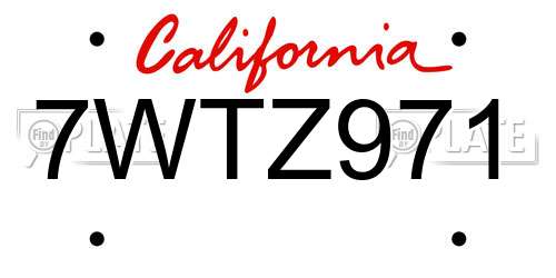 7WTZ971 California License Plate