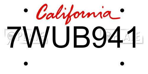 7WUB941 California License Plate