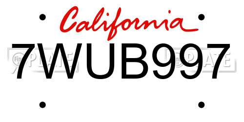 7WUB997 California License Plate