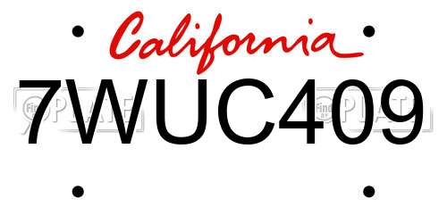 7WUC409 California License Plate