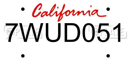 7WUD051 California License Plate