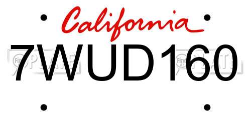 7WUD160 California License Plate