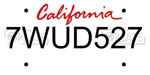 7WUD527 California License Plate