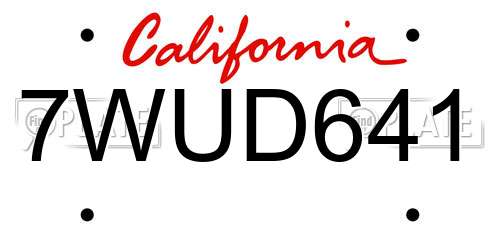 7WUD641 California License Plate