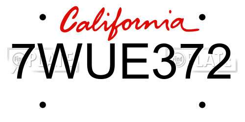 7WUE372 California License Plate