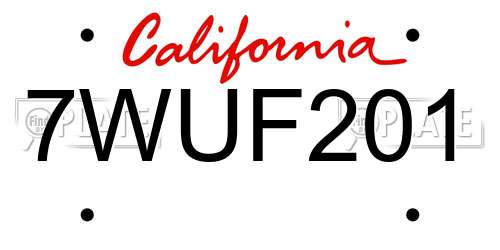 7WUF201 California License Plate