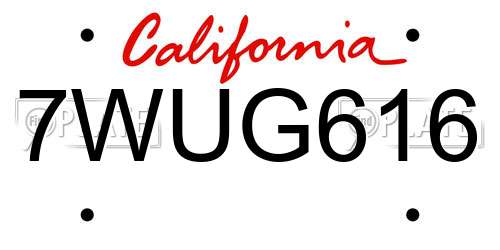 7WUG616 California License Plate