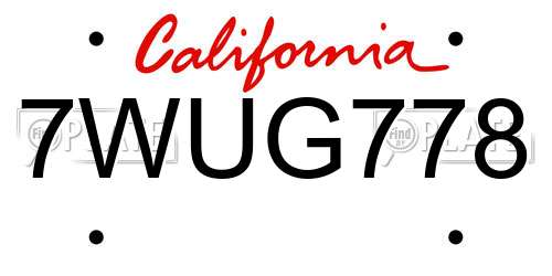 7WUG778 California License Plate
