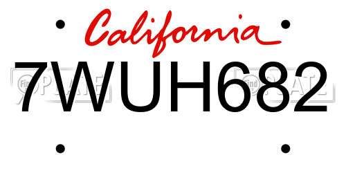 7WUH682 California License Plate
