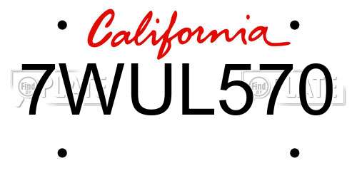 7WUL570 California License Plate