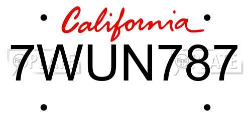 7WUN787 California License Plate