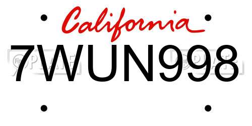 7WUN998 California License Plate