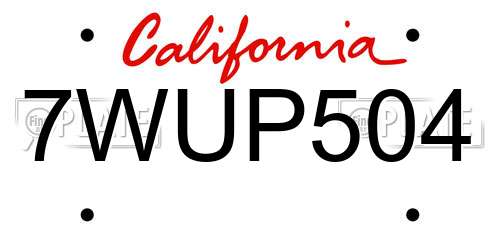 7WUP504 California License Plate