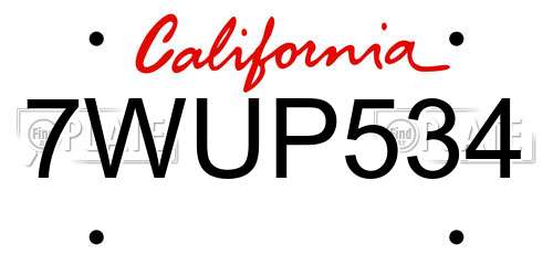7WUP534 California License Plate