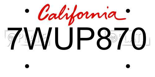 7WUP870 California License Plate