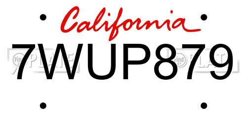 7WUP879 California License Plate