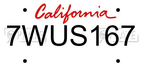 7WUS167 California License Plate