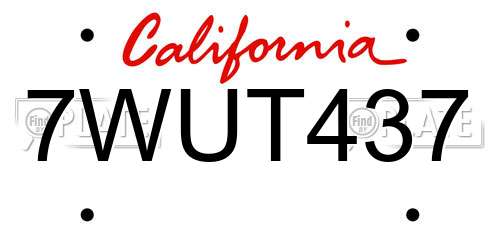 7WUT437 California License Plate