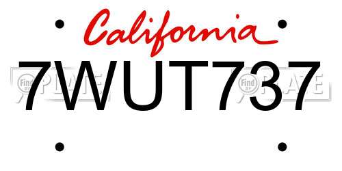 7WUT737 California License Plate