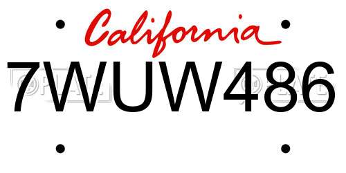 7WUW486 California License Plate