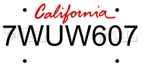 7WUW607 California License Plate