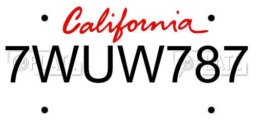 7WUW787 California License Plate