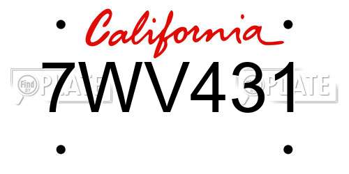 7WV431 California License Plate